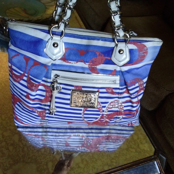 $398 Coach Signature Poppy Sequin Nautical Stripe - Picture 1 of 8